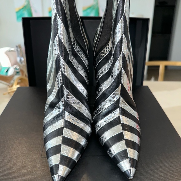 YSL Snake Black and Silver Boot - Picture 12 of 14
